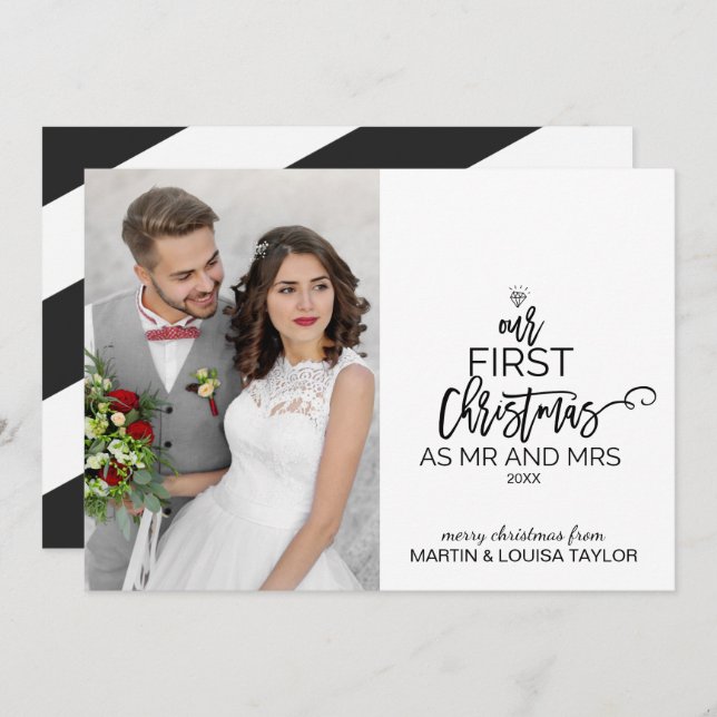 Vår första jul som Mr och Mrs. Photo Julkort (Fram/baksida)