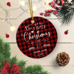 Vår första jul som mr och mrs Rustic Farmhouse Julgransprydnad Keramik<br><div class="desc">Vår första jul som mr och mrs Rustic Farmhouse Ceramic Ornament</div>