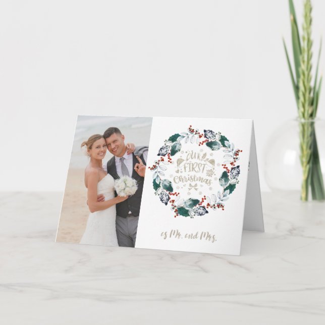 Vår första jul som Mr. och Mrs. Wandeans Photo Kort (Framsida)