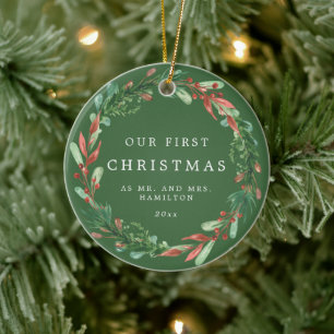 Vår första jul som mr och mrs WandeCeramic O Julgransprydnad Keramik