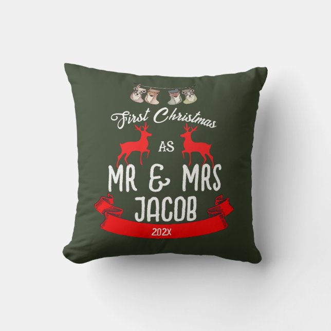 Vår första jul som mr och Newlyed Kudde (Framsida)