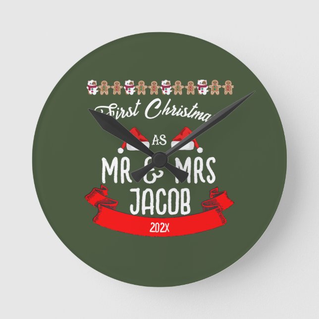 Vår första jul som mr och Newlyed Rund Klocka (Framsida)