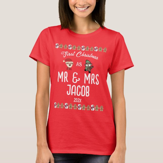 Vår första jul som mr och Newlyed T Shirt (Framsida)