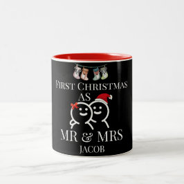 Vår första jul som mr och Newlyed Två-Tonad Mugg