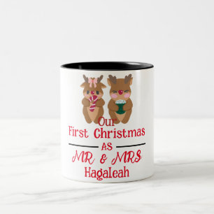 Vår första jul som mr och Newlyed Två-Tonad Mugg