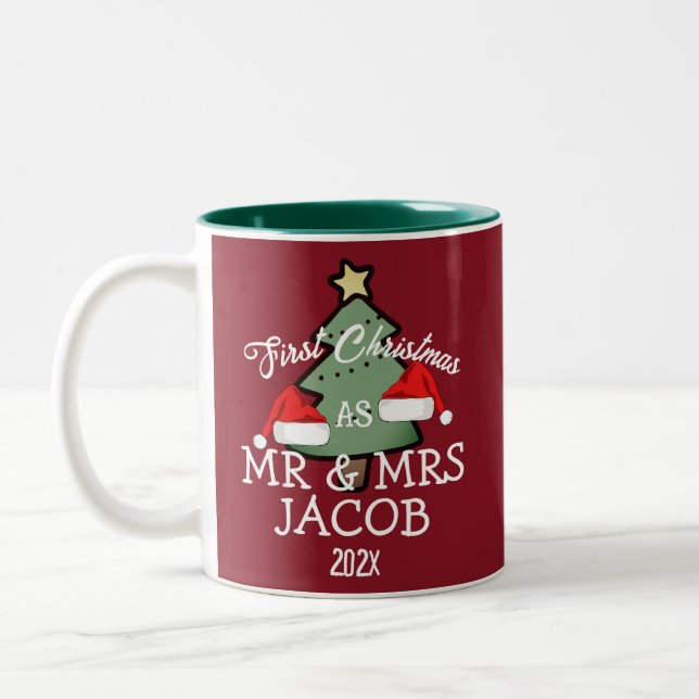 Vår första jul som mr och Newlyed Två-Tonad Mugg (Vänster)