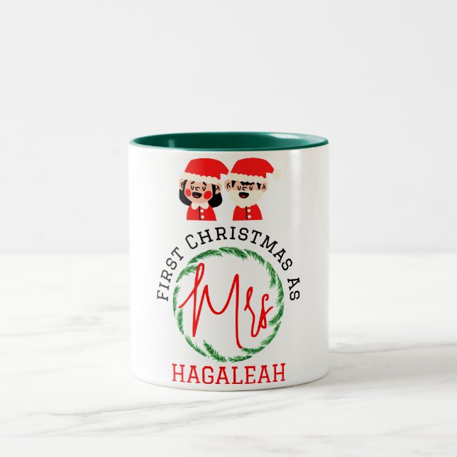 Vår första jul som mr och Newlyed Två-Tonad Mugg (Center)