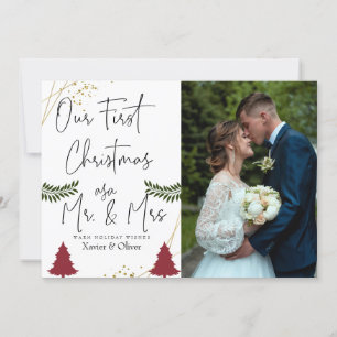 Vår första jul som Mrs. Elegant Chic Photo Julkort