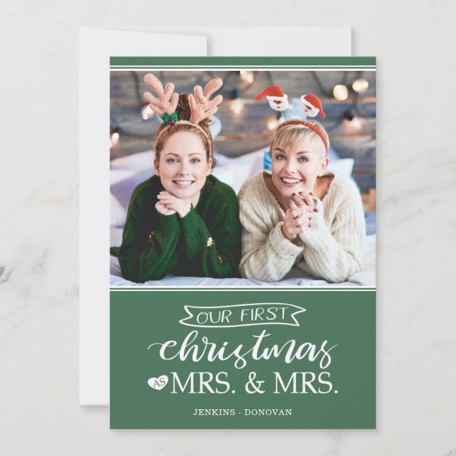 Vår första jul som Mrs & Mrs. Lgbt Helgdag Card Julkort (Framsida)