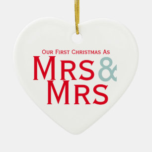 Vår första jul som Mrs. och Mrs. Lesbisk.. Julgransprydnad Keramik