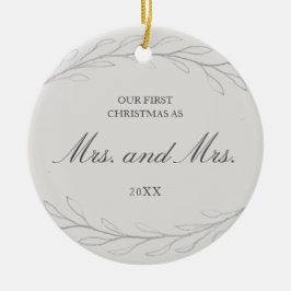 Vår första jul som Mrs. och Mrs. Photo Lesbisk Julgransprydnad Keramik