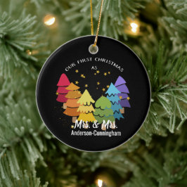 Vår första jul som Mrs. & Rainbow Träd Julgransprydnad Keramik