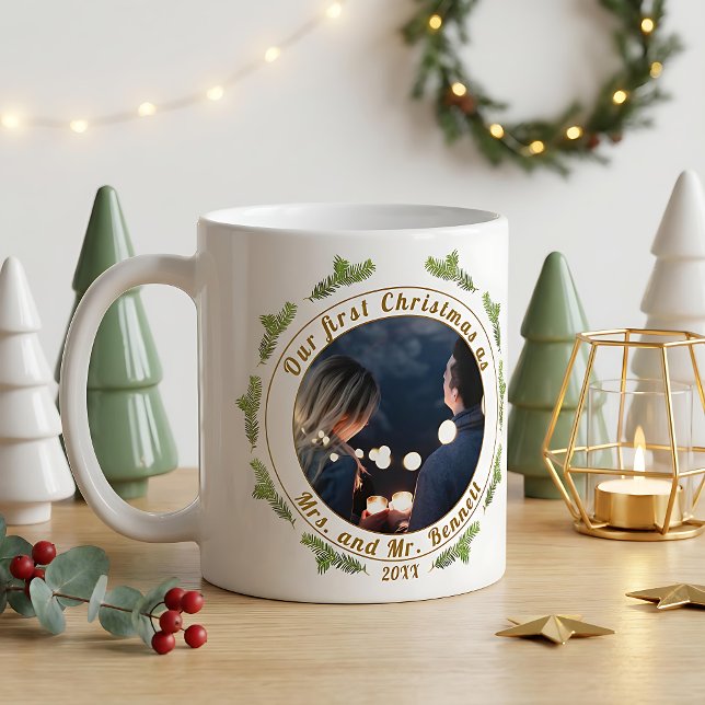 Vår första jul som Mrs. & Skriptfoto Kaffemugg (Skapare uppladdad)