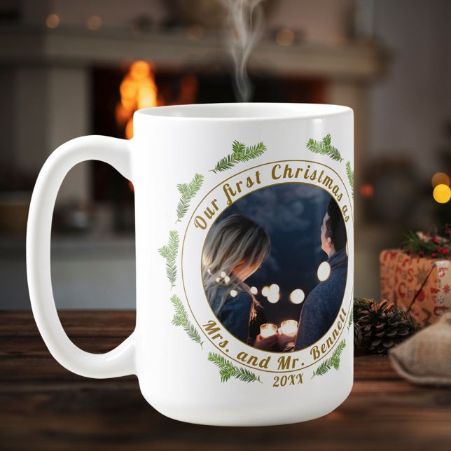 Vår första jul som Mrs. & Skriptfoto Kaffemugg (Skapare uppladdad)