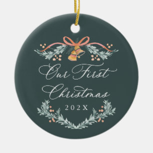 Vår första jul som nygifta fotoornament julgransprydnad keramik