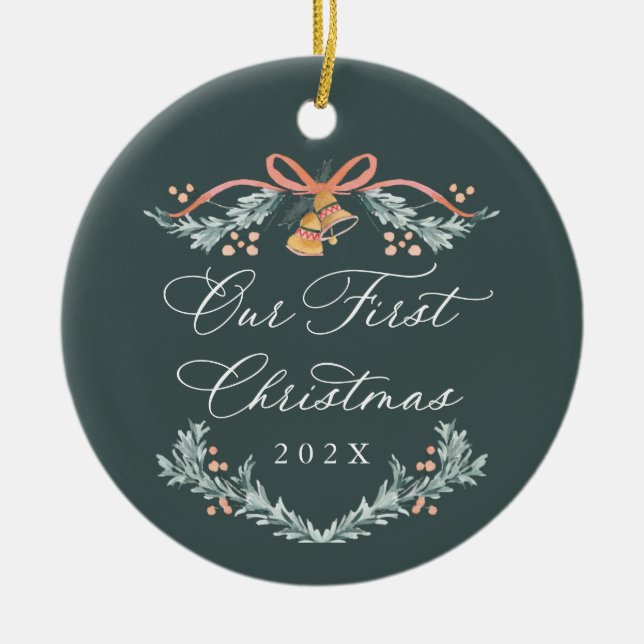 Vår första jul som nygifta fotoornament julgransprydnad keramik (Framsidan)