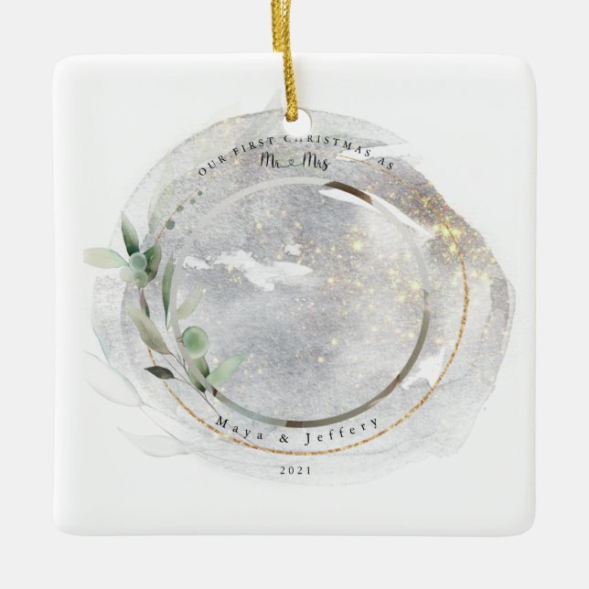 Vår första jul som Silver & Guld Photo Julgransprydnad Keramik (Framsida)