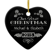 Vår första jul - svart svart tavlahjärta