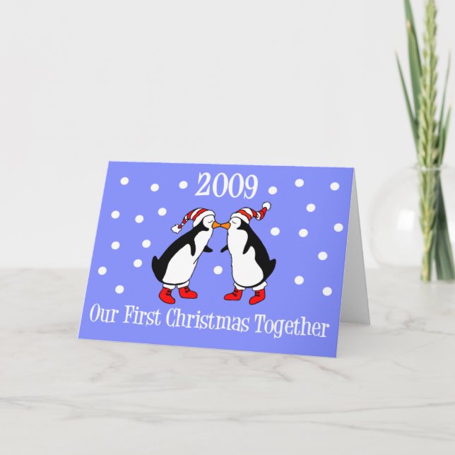 Vår första jul tillsammans 2009 (Penguins) Helgkort (Framsida)