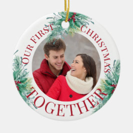 Vår första jul tillsammans Anpassningsbar Photo Ho Julgransprydnad Keramik