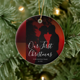 Vår första jul tillsammans herr och fru-ornament julgransprydnad keramik