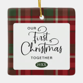 Vår första jul tillsammans - jul julgransprydnad keramik