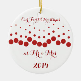 Vår första jul tillsammans julgransprydnad keramik