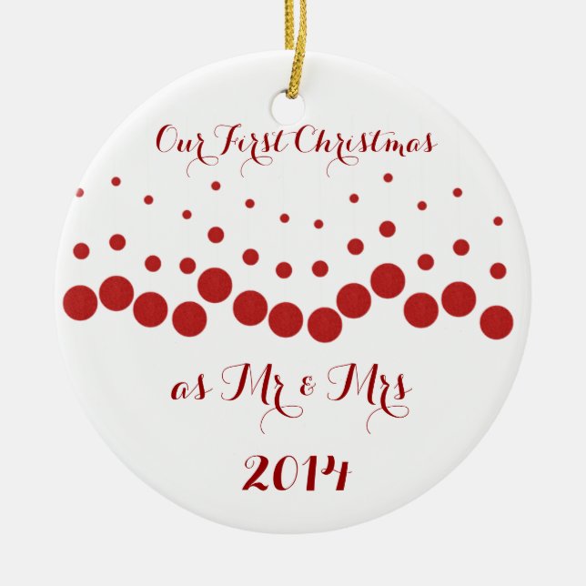 Vår första jul tillsammans julgransprydnad keramik (Framsidan)