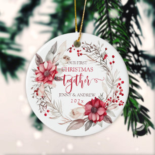 Vår första jul tillsammans med andedräkt julgransprydnad keramik