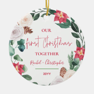 Vår första jul tillsammans med Blommigtens andedrä Julgransprydnad Keramik