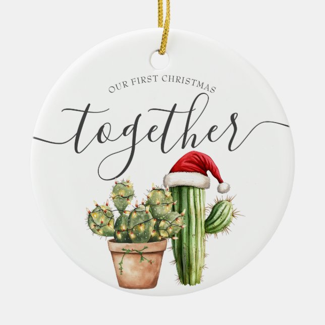 Vår första jul tillsammans med Cactus Gift Julgransprydnad Keramik (Framsidan)