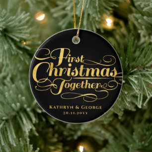 Vår första jul tillsammans med Golden Script Photo Julgransprydnad Keramik