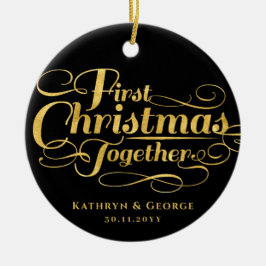 Vår första jul tillsammans med Golden Script Photo Julgransprydnad Keramik