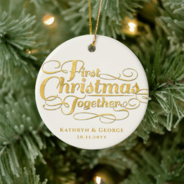 Vår första jul tillsammans med Golden Script Photo Julgransprydnad Keramik