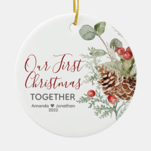 Vår första jul tillsammans med julen Blommigt Julgransprydnad Keramik