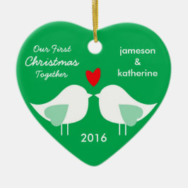 Vår första jul tillsammans med Love birds Ornamet Julgransprydnad Keramik