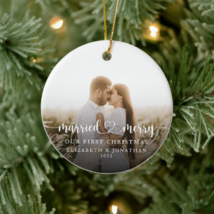 Vår första jul tillsammans med Newlyweds Photo Julgransprydnad Keramik