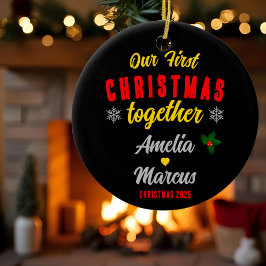 Vår första jul tillsammans med Snöflingor Julgransprydnad Keramik