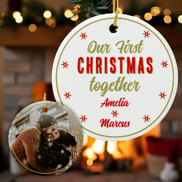 Vår första jul tillsammans med Snöflingor Julgransprydnad Keramik