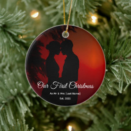 Vår första jul tillsammans Mr & Mrs Silhouette Julgransprydnad Keramik