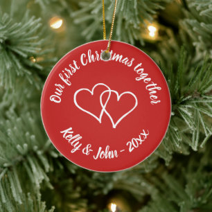 Vår första jul tillsammans par trädekoration julgransprydnad keramik