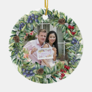 Vår första jul tillsammans Personlig Photo Julgransprydnad Keramik