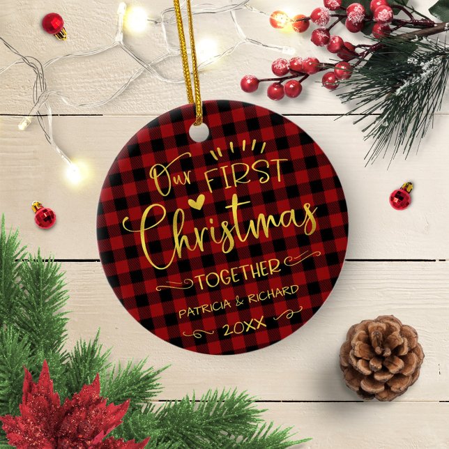 Vår första jul tillsammans Rustic Chic Farmhouse Julgransprydnad Keramik (Skapare uppladdad)