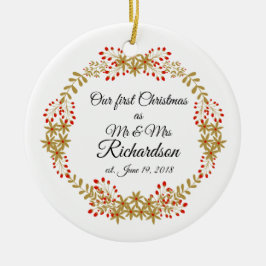 Vår första jul Tillsammans som Mr & Mrs. Julgransprydnad Keramik