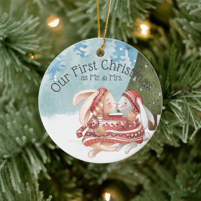 Vår första jul två kute i Snö Julgransprydnad Keramik (Träd)