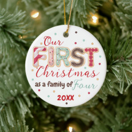 Vår första julfamilj på 4 år Baby First Julgransprydnad Keramik