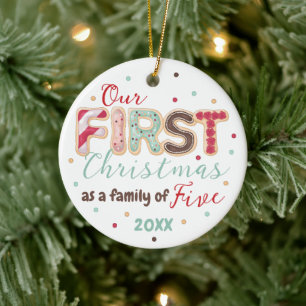 Vår första julfamilj på 5 år Baby First Julgransprydnad Keramik