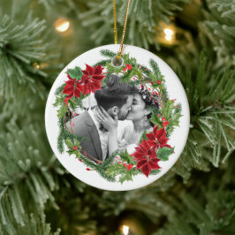Vår första julfirande kransfoto julgransprydnad keramik