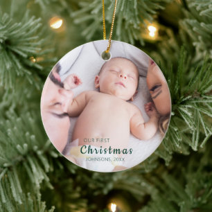 VÅR första julfoto Baby Julgransprydnad Keramik