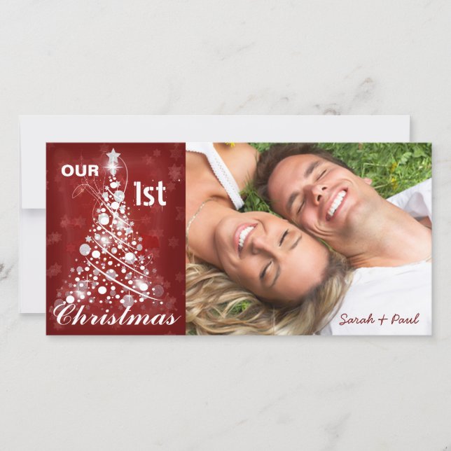 Vår första julfoto i modern Julgran Julkort (Framsida)